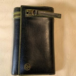 Matt and Nat Vintage folding wallet dark brown with moss trim